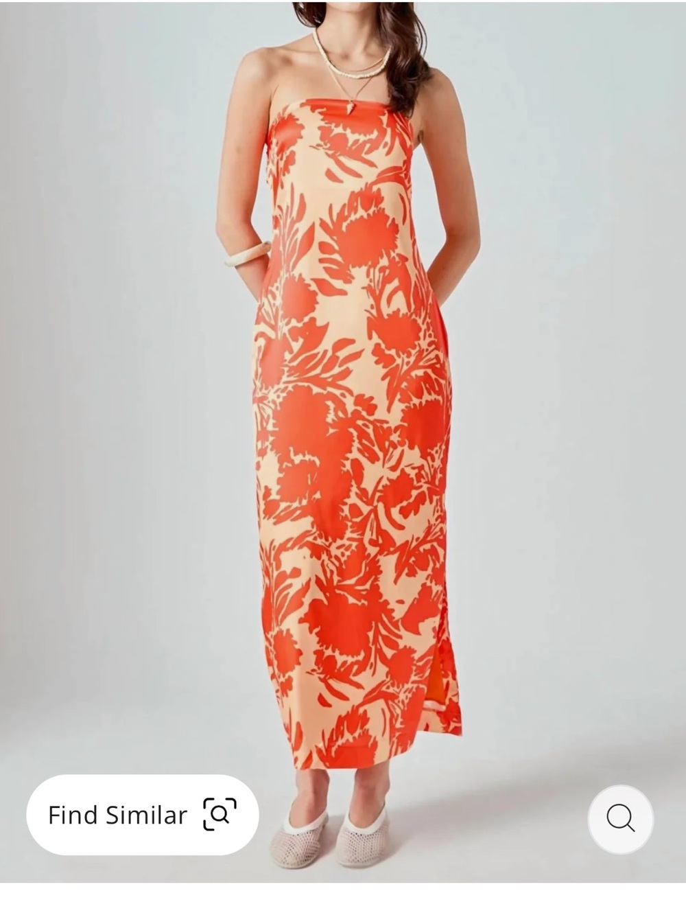 NWT Endless Rose Olivia orange floral print satin maxi dress